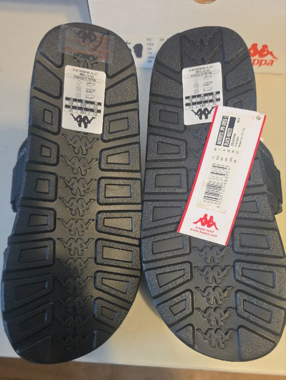 Kappa Kids Black and White Logo Strap Sandals